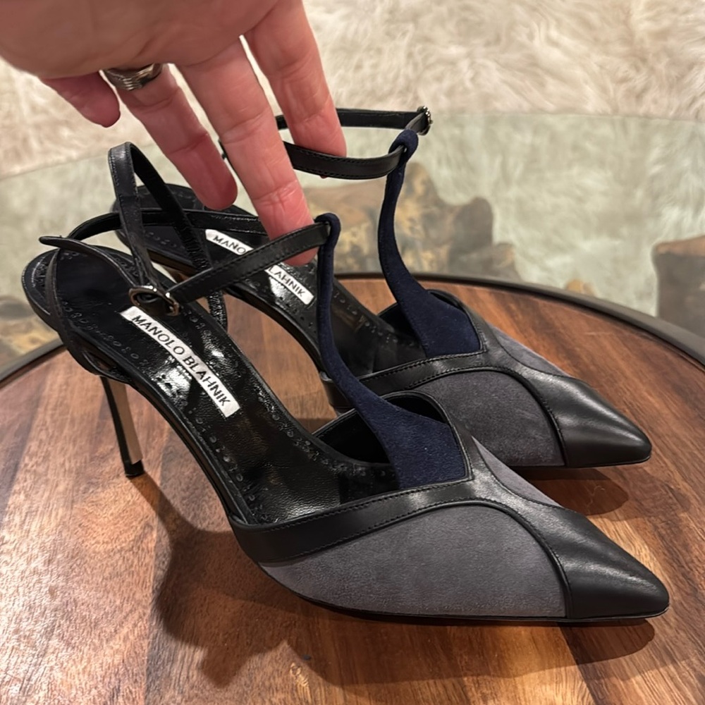 Manolo Blahnik suede and leather heels